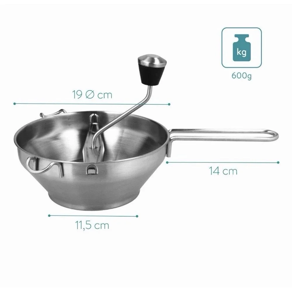 Food Mill  Stainless Steel Food Mill 1.26-Quart with Hand Crank and 3 Grindi New